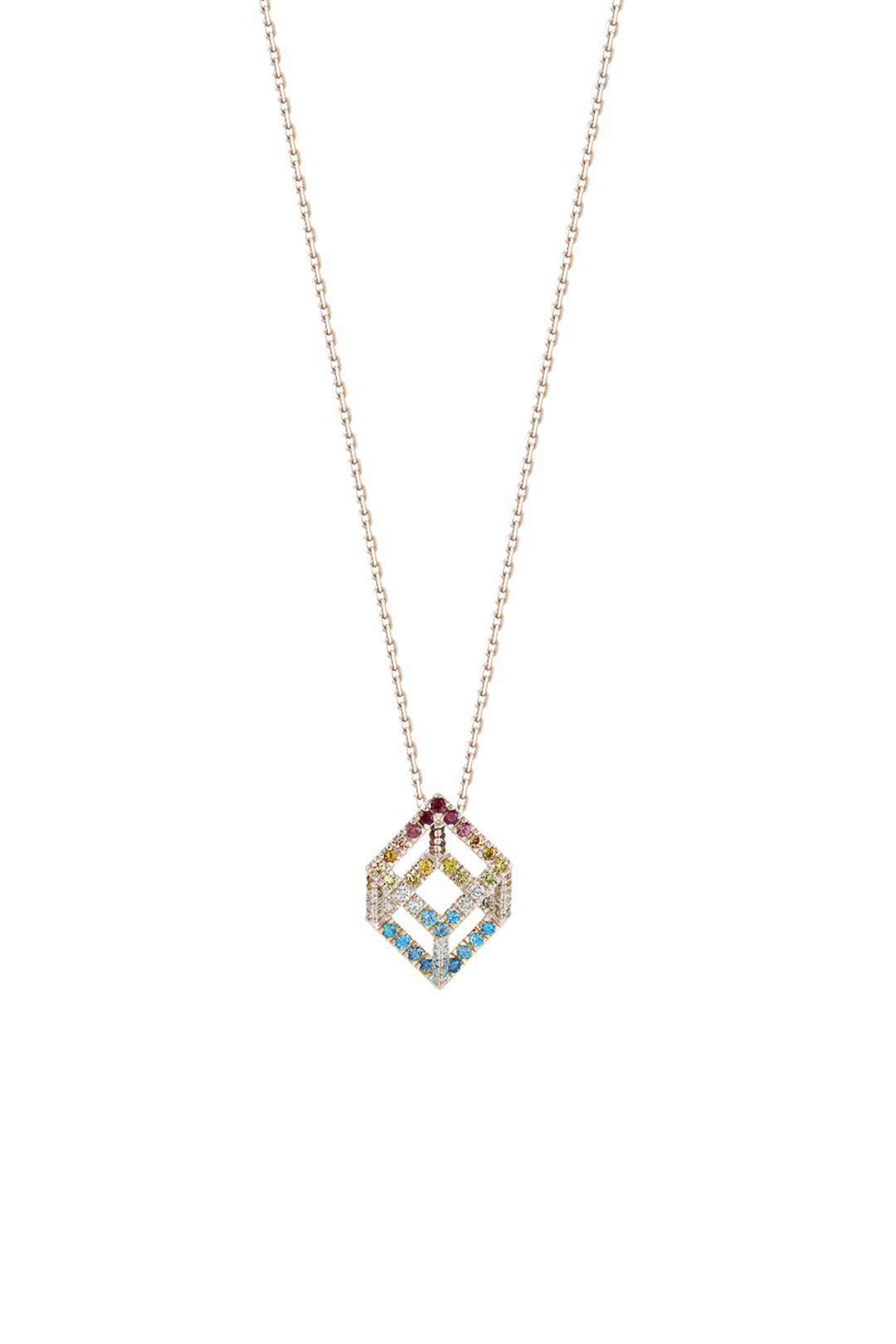 Cube Mirage Pendant Necklace Sunset Edition Pavée 18K Rose Gold