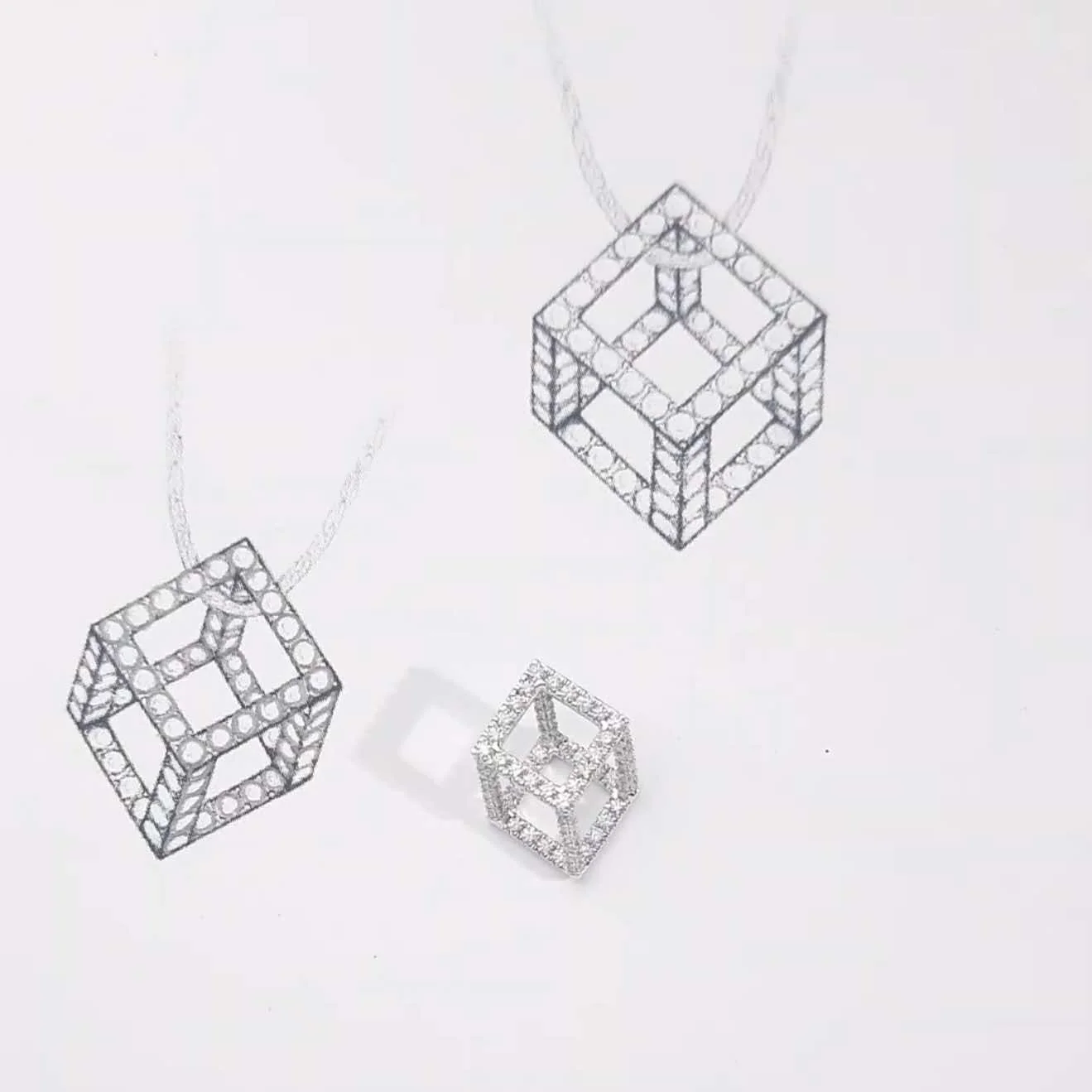 Original pencil sketch of the Cube Mirage