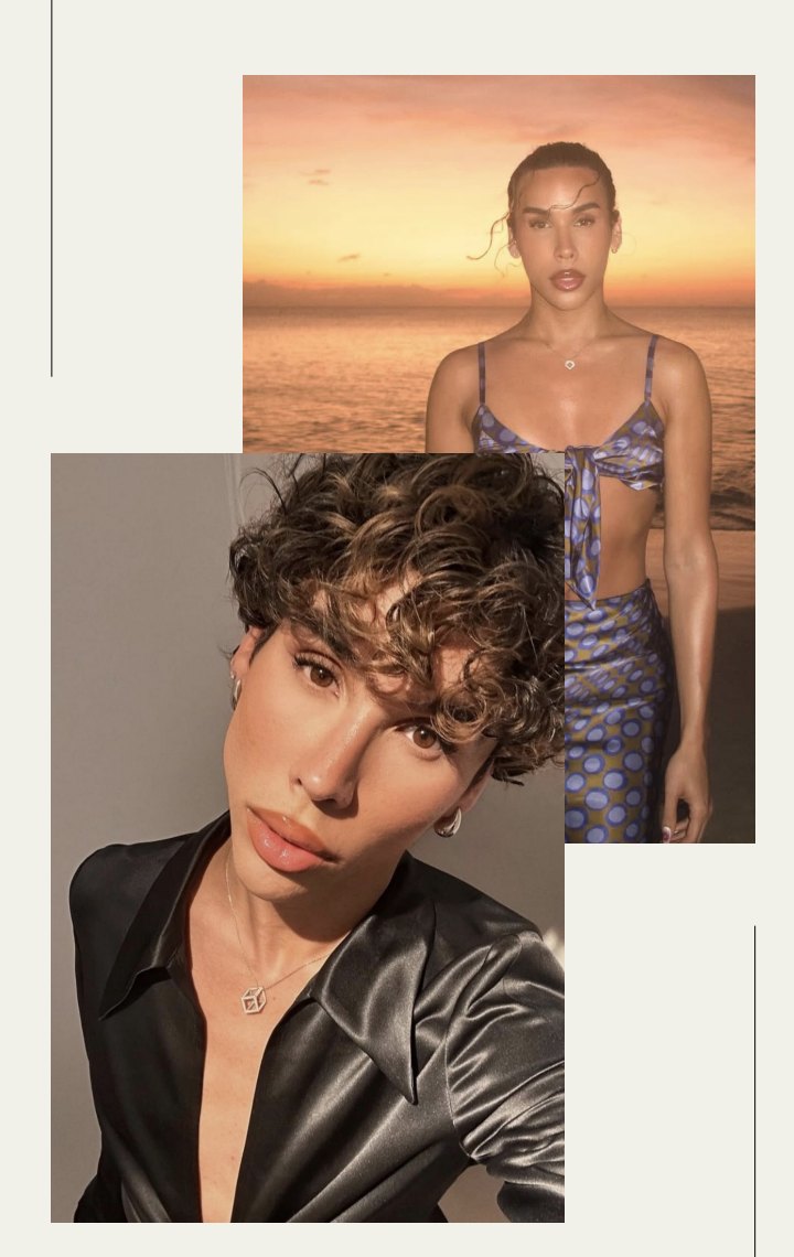 Ariel Tejada wearing the Djihan Cube Mirage Icon necklace