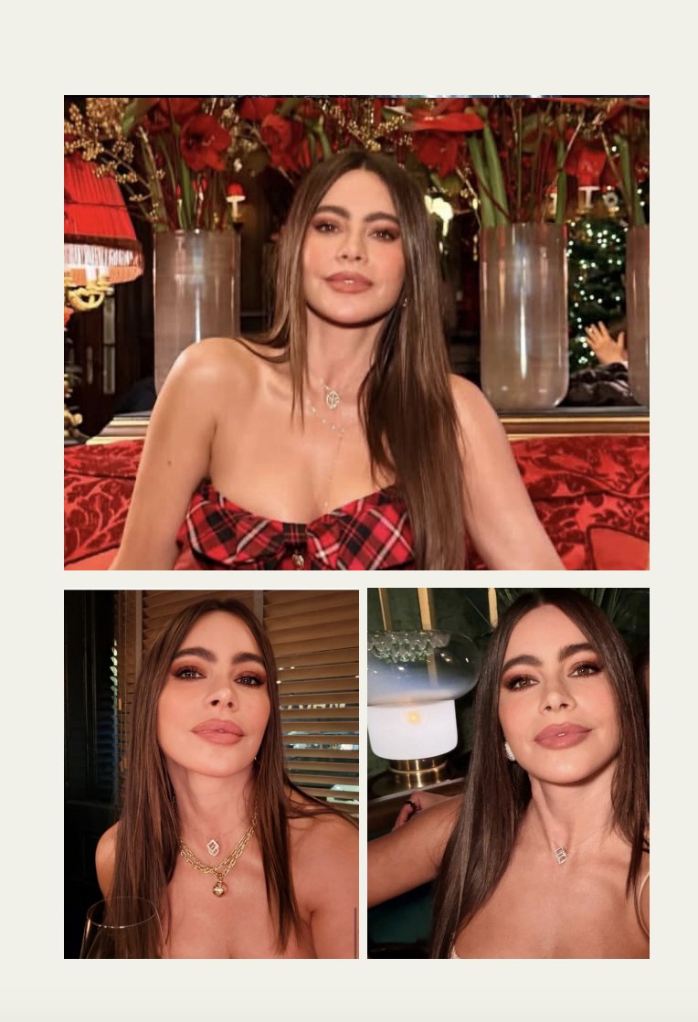 Sofia Vergara wearing the Djihan Cube Mirage Icon necklace