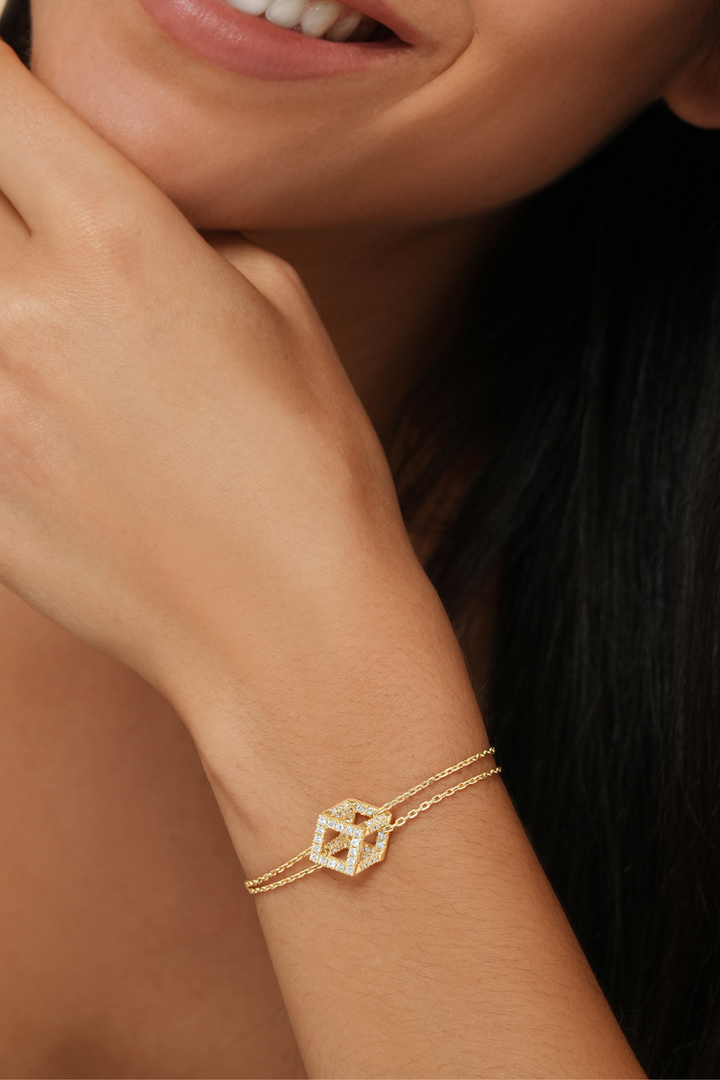 Cube Mirage Icon Chain Bracelet - Pavée