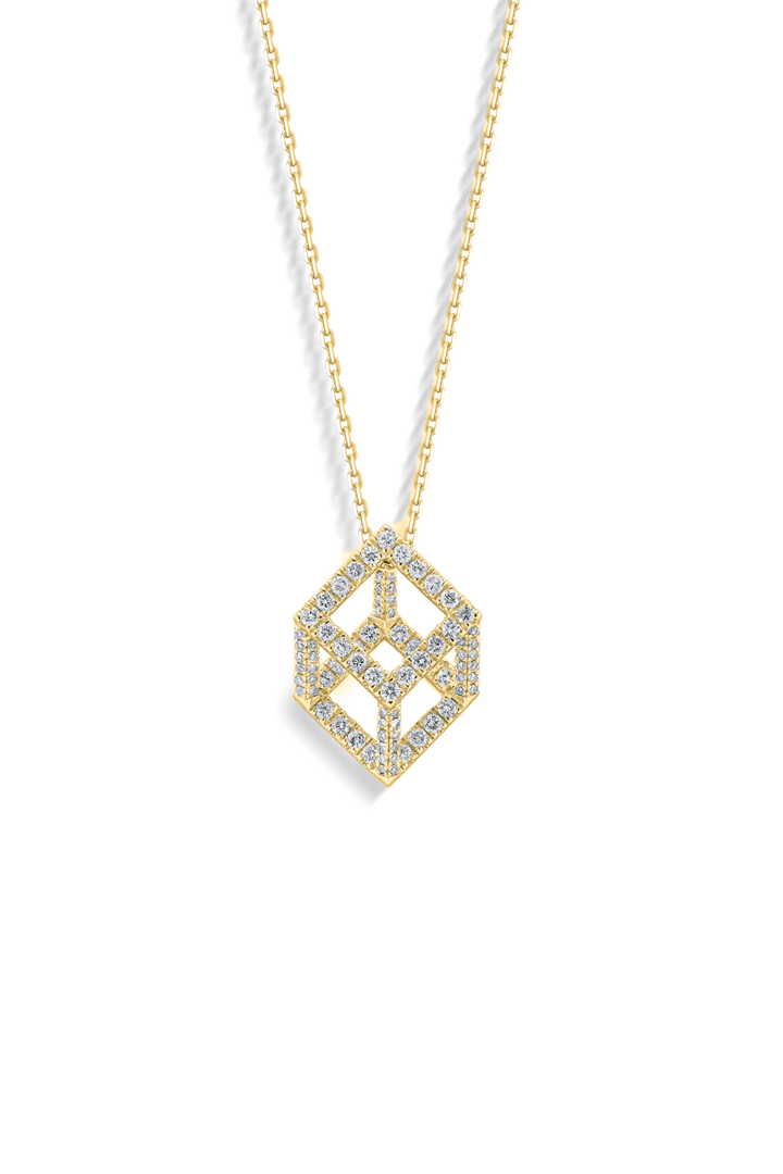 Cube Mirage Icon Pendant Necklace - Pavée