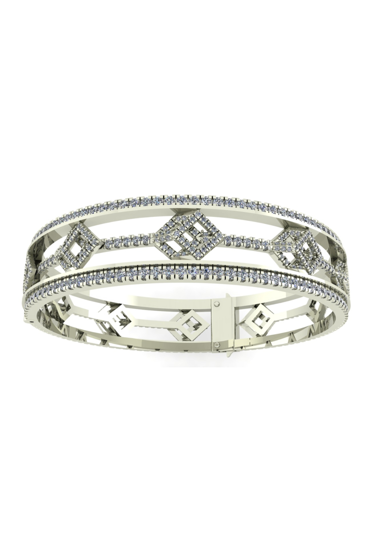 Cube Mirage Eternal Bangle Bracelet Pavée 18K White Gold