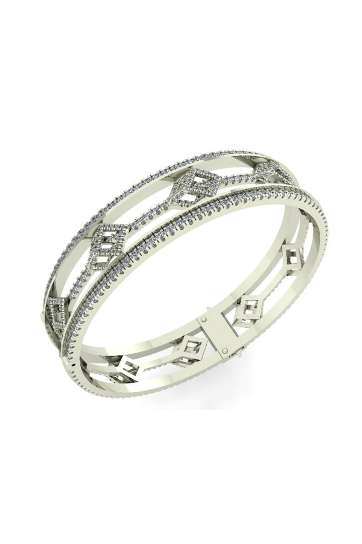 Cube Mirage Eternal Bangle Bracelet Pavée 18K White Gold