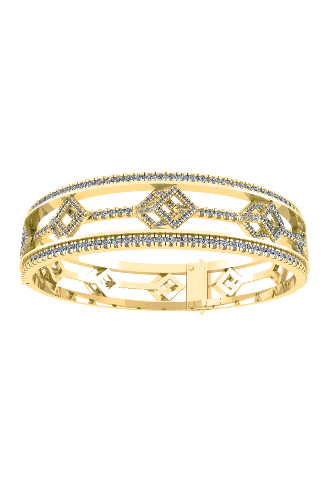Cube Mirage Eternal Bangle Bracelet Pavée 18K Yellow Gold
