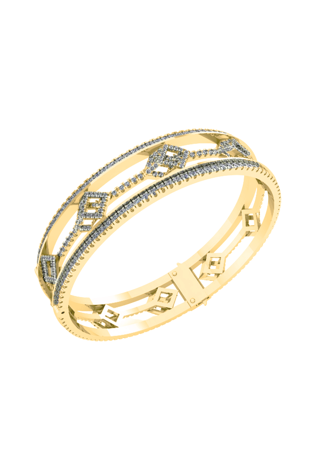 Cube Mirage Eternal Bangle Bracelet Pavée 18K Yellow Gold