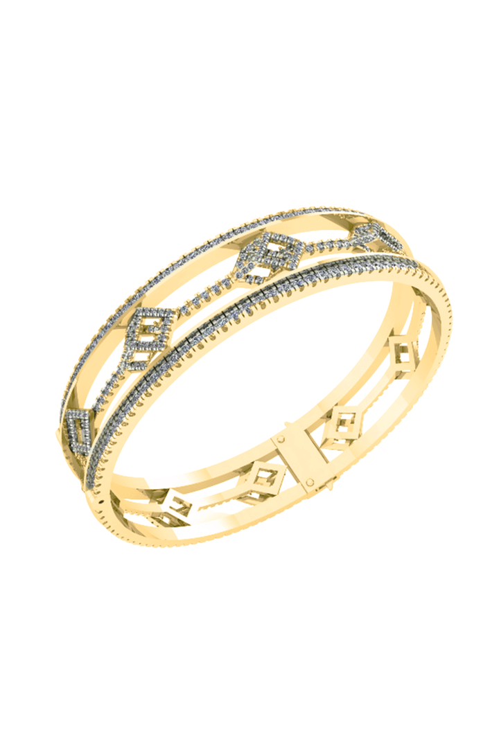 Cube Mirage Eternal Bangle Bracelet Pavée 18K Yellow Gold