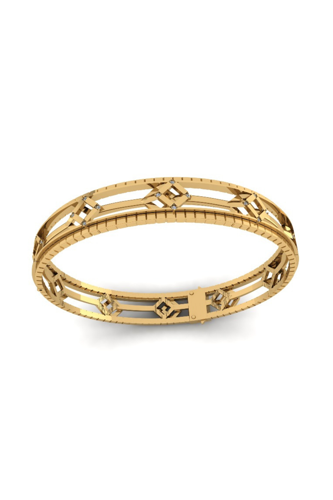 Cube Mirage Eternal Bangle Bracelet Accent 18K Yellow Gold