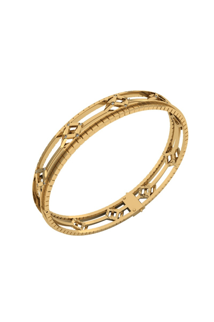 Cube Mirage Eternal Bangle Bracelet Accent 18K Yellow Gold