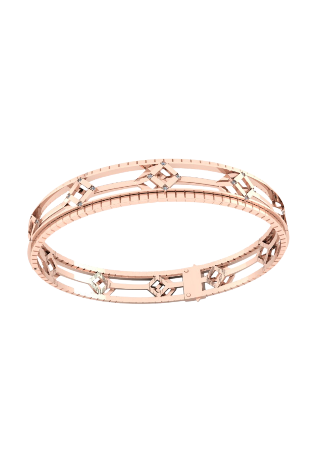 Cube Mirage Eternal Bangle Bracelet Accent 18K Rose Gold