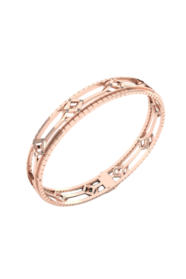 Cube Mirage Eternal Bangle Bracelet Accent 18K Rose Gold