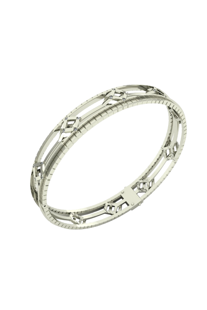 Cube Mirage Eternal Bangle Bracelet Accent 18K White Gold