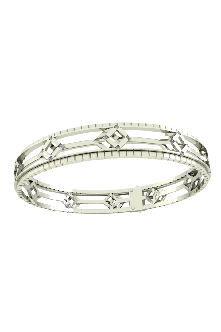 Cube Mirage Eternal Bangle Bracelet Accent 18K White Gold