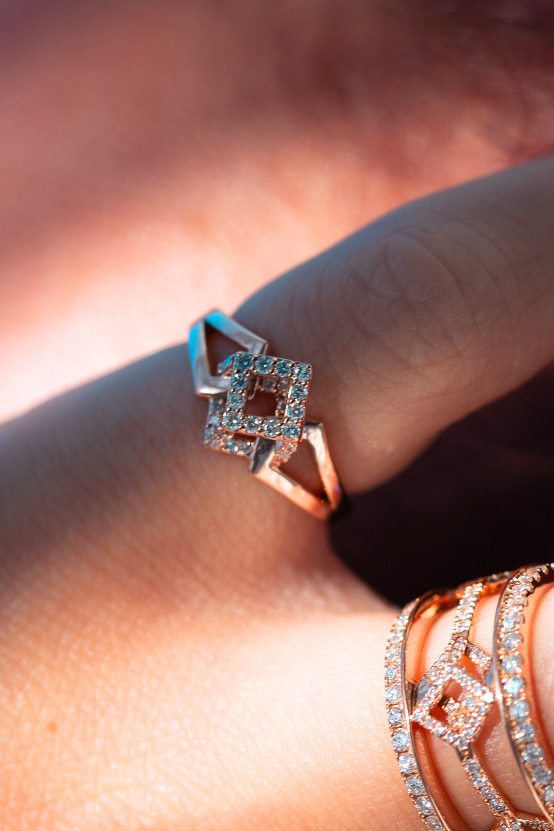 Cube Mirage Icon Pinky Ring Pavée 18K Rose Gold