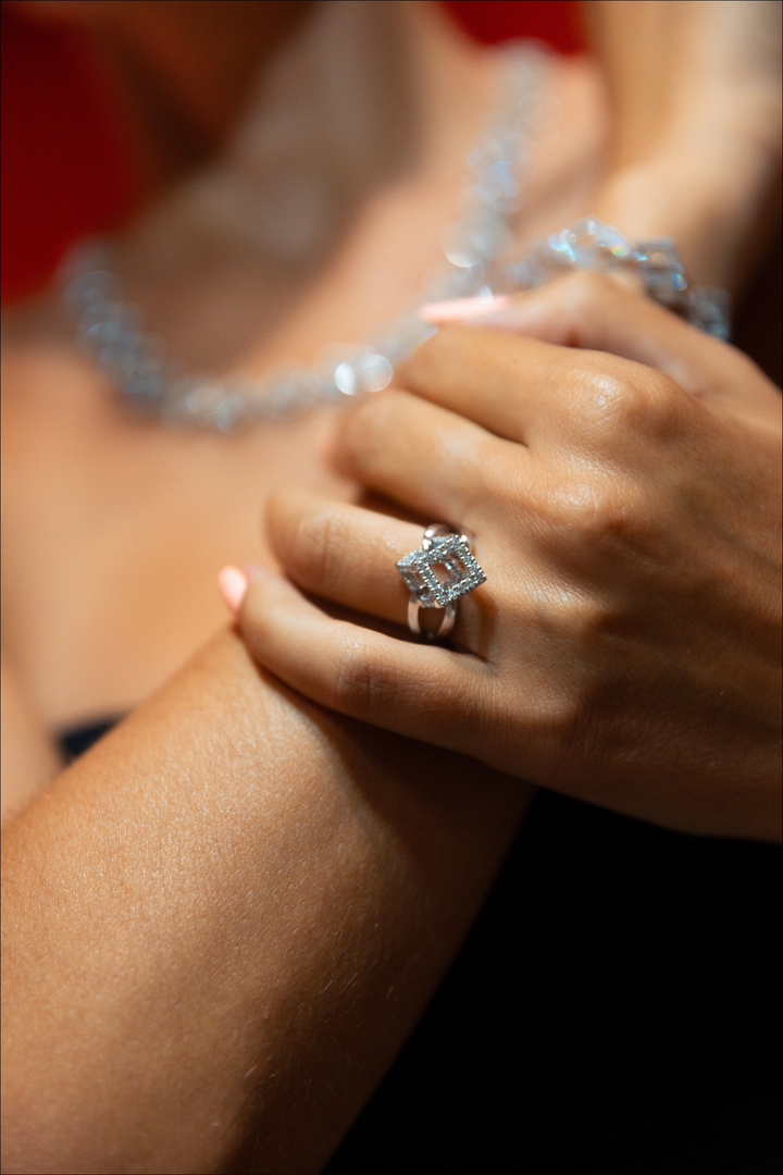 Cube Mirage Icon Ring Pavée 18K White Gold