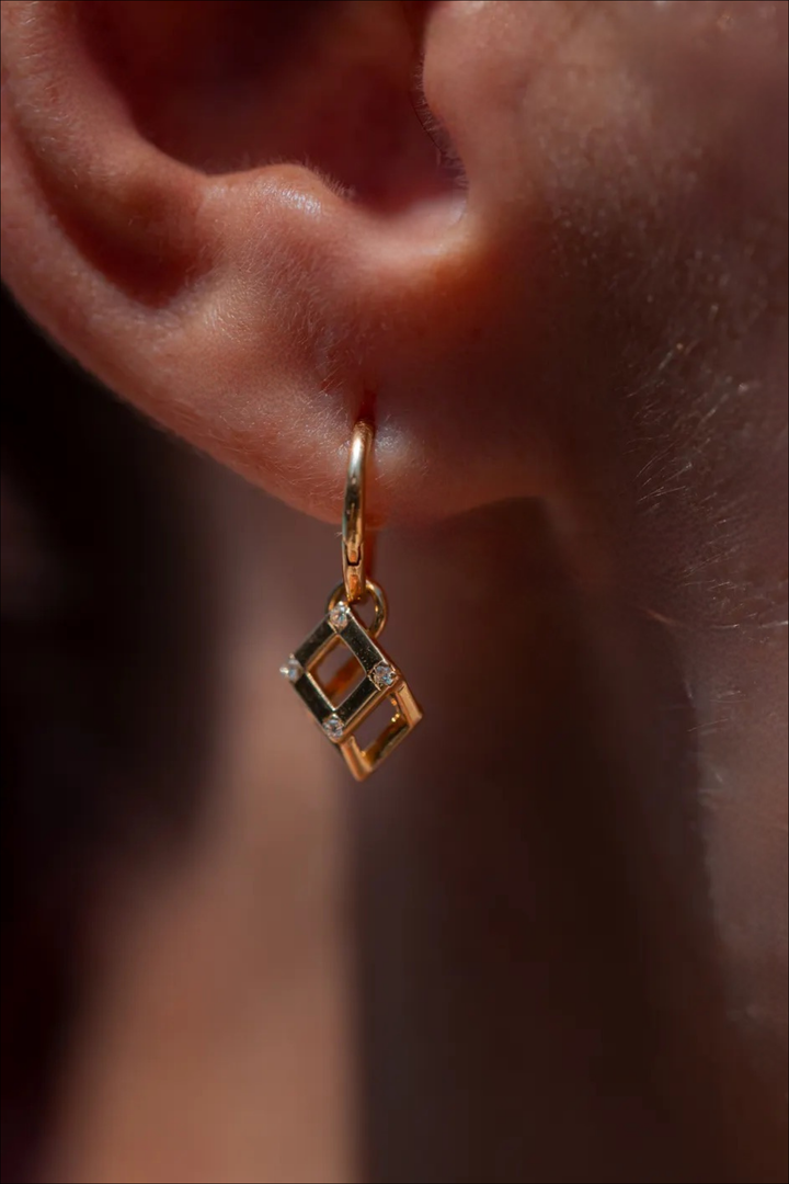 Cube Mirage Baby Icon Earring Accent Rose Gold
