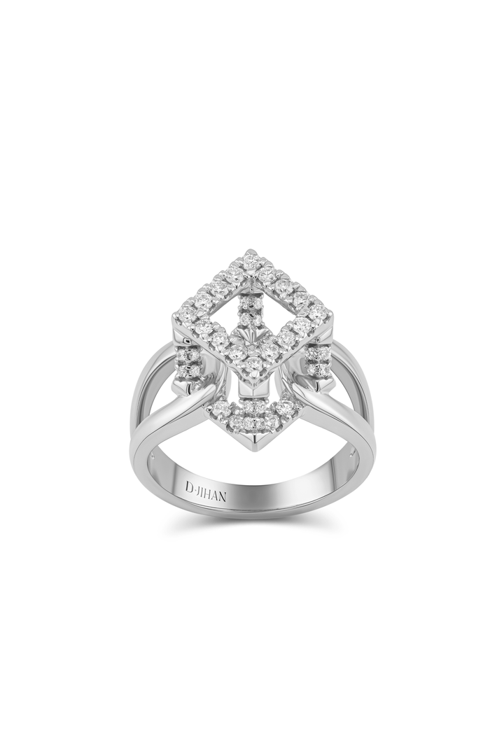 Cube Mirage Icon Ring Pavée 18K White Gold