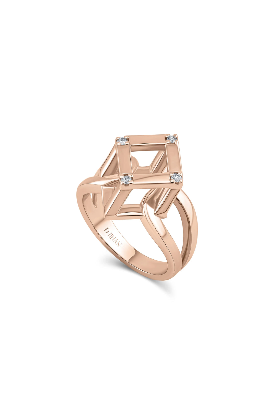 Cube Mirage Icon Ring Accent 18K Rose Gold