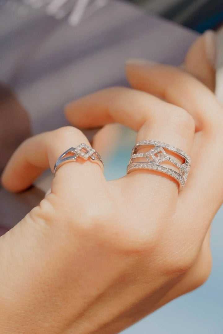 Cube Mirage Eternal Ring Pavée 18K White Gold