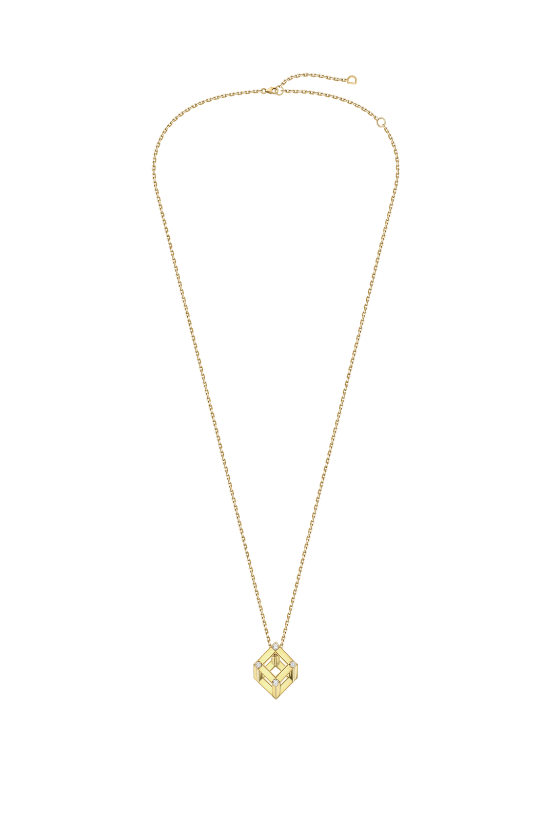 Cube Mirage Baby Icon Pendant Necklace Accent 18K Yellow Gold