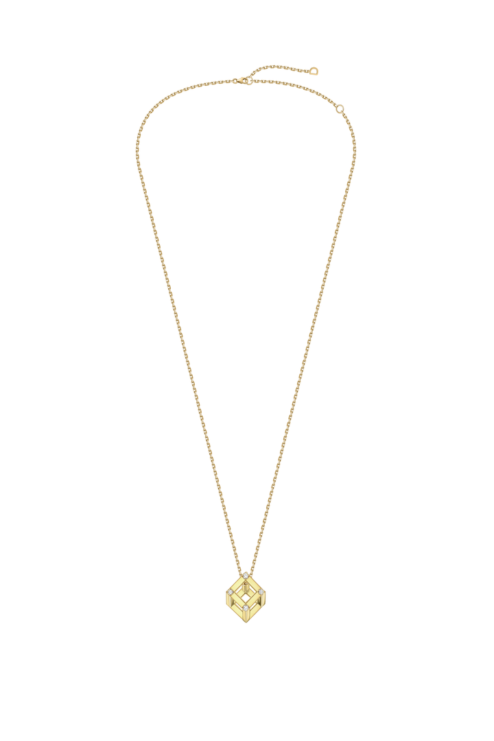 Cube Mirage Baby Icon Pendant Necklace Accent 18K Yellow Gold