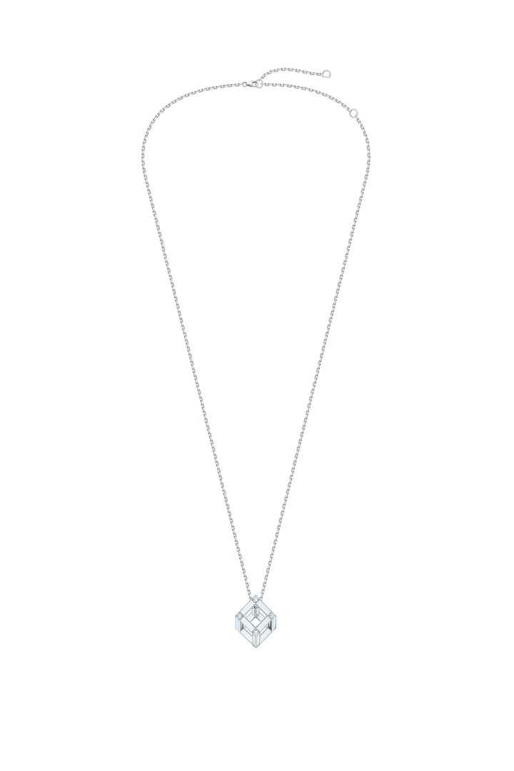 Cube Mirage Baby Icon Pendant Necklace Accent 18K White Gold
