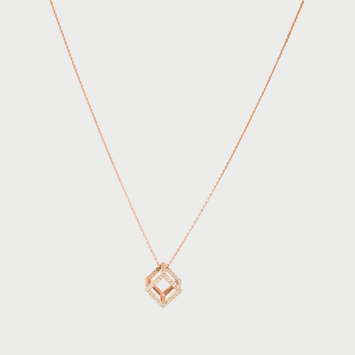 Cube Mirage Icon Pendant Necklace - Pavée (18k Rose Gold)