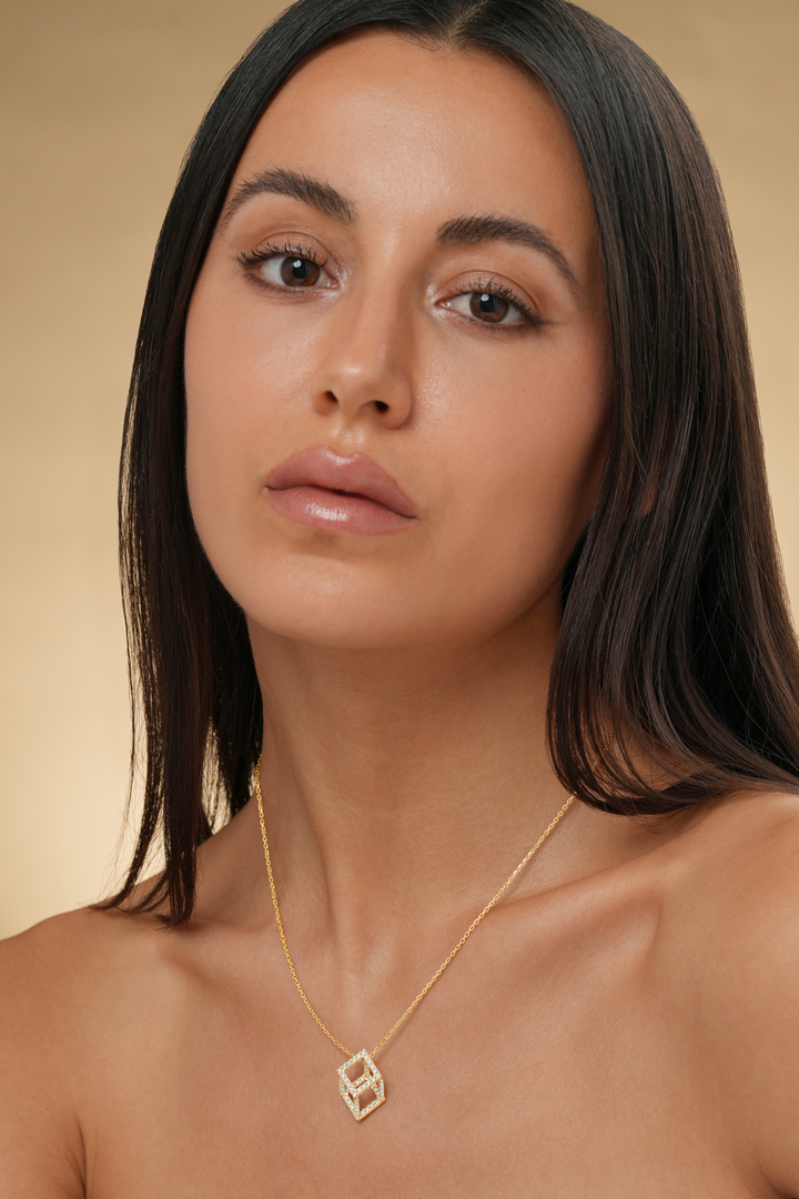 Cube Mirage Icon Pendant Necklace - Pavée