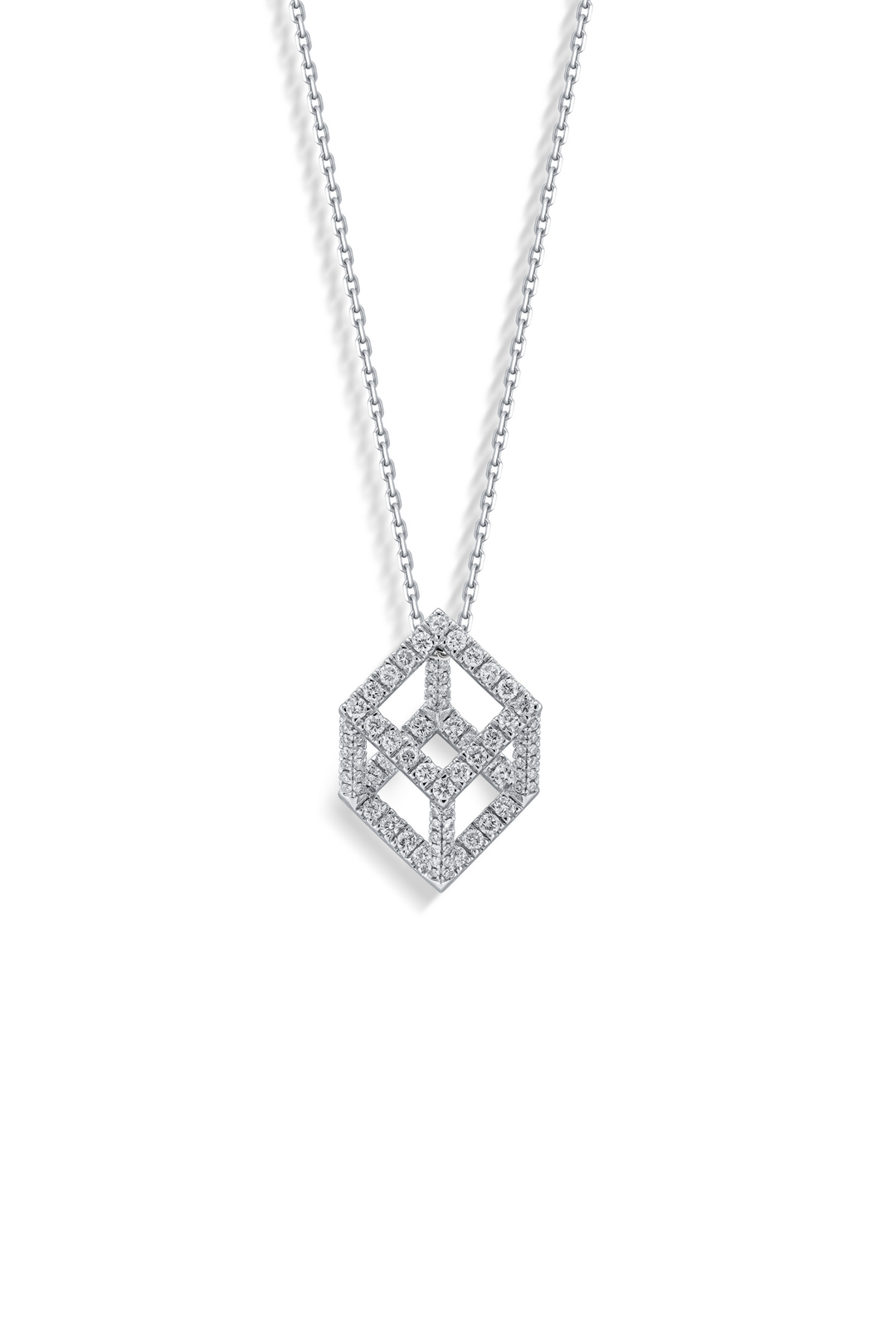 Cube Mirage Icon Pendant Necklace - Pavée