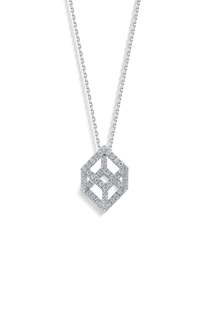 Cube Mirage Icon Pendant Necklace - Pavée