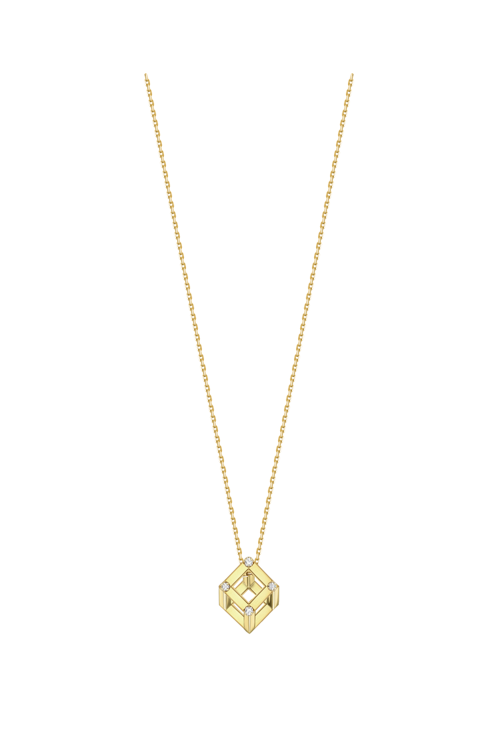 Cube Mirage Baby Icon Pendant Necklace Accent 18K Yellow Gold