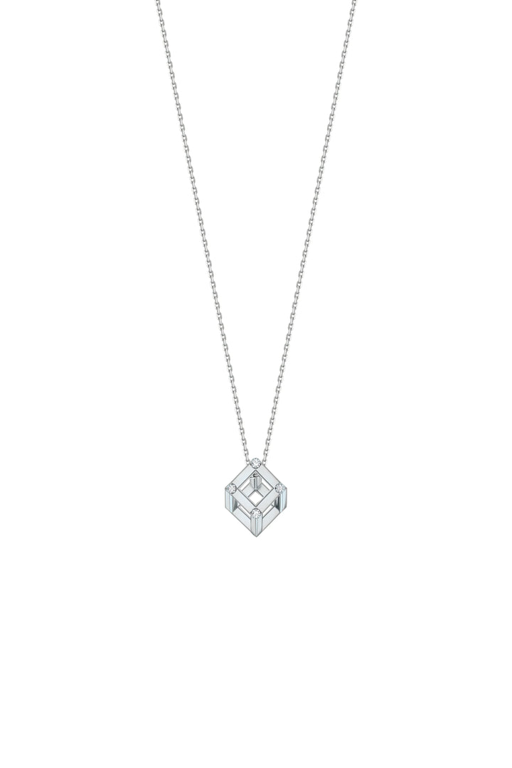 Cube Mirage Baby Icon Pendant Necklace Accent 18K White Gold