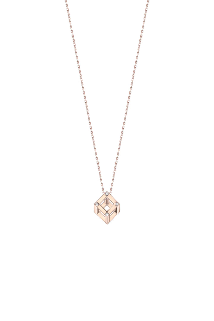 Cube Mirage Baby Icon Pendant Necklace Accent 18K Rose Gold