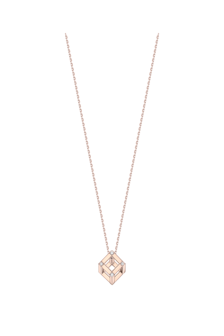 Cube Mirage Baby Icon Pendant Necklace Accent 18K Rose Gold