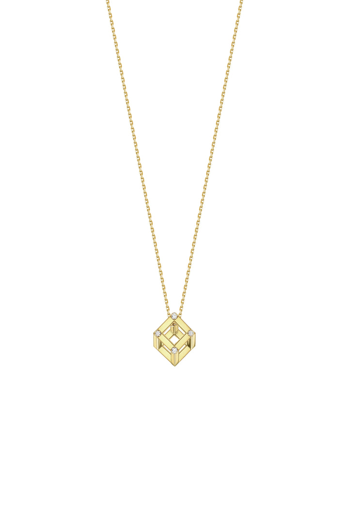 Cube Mirage Baby Icon Pendant Necklace Accent 18K Yellow Gold
