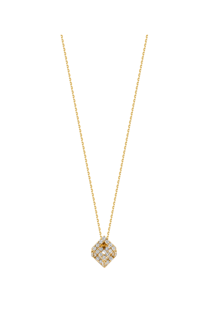 Cube Mirage Baby Icon Pendant Necklace Pavée 18K Yellow Gold