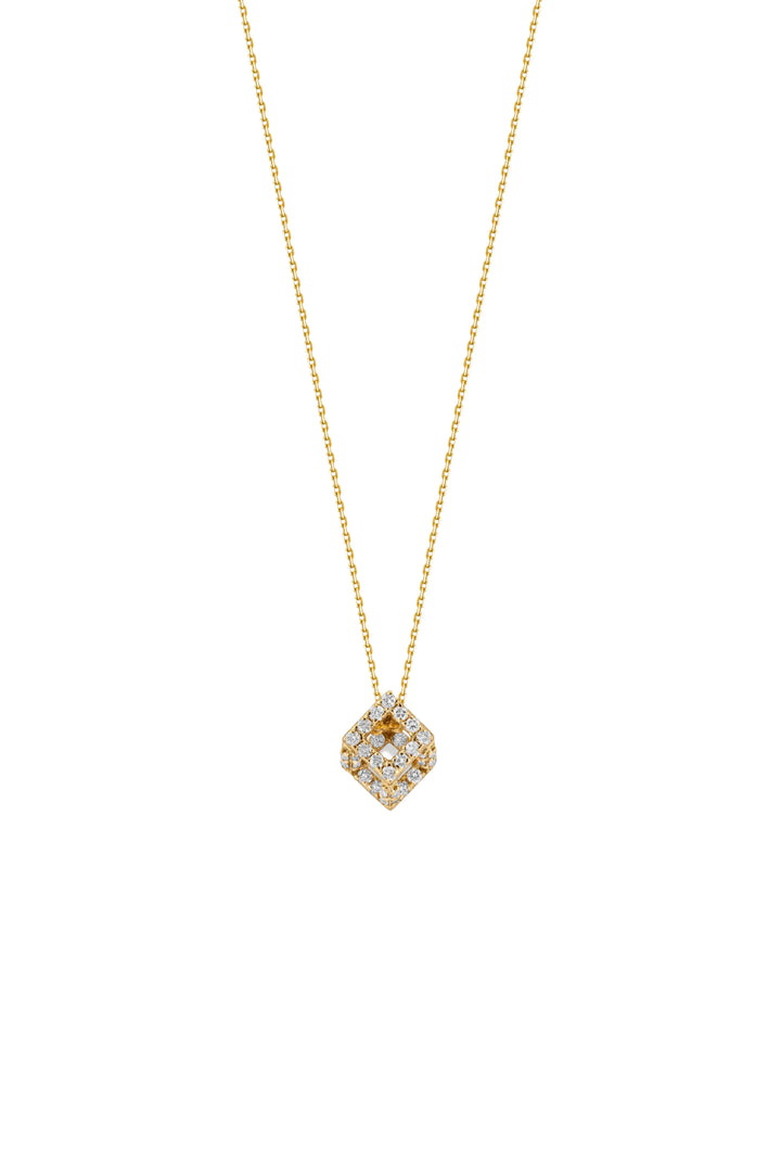 Cube Mirage Baby Icon Pendant Necklace Pavée 18K Yellow Gold