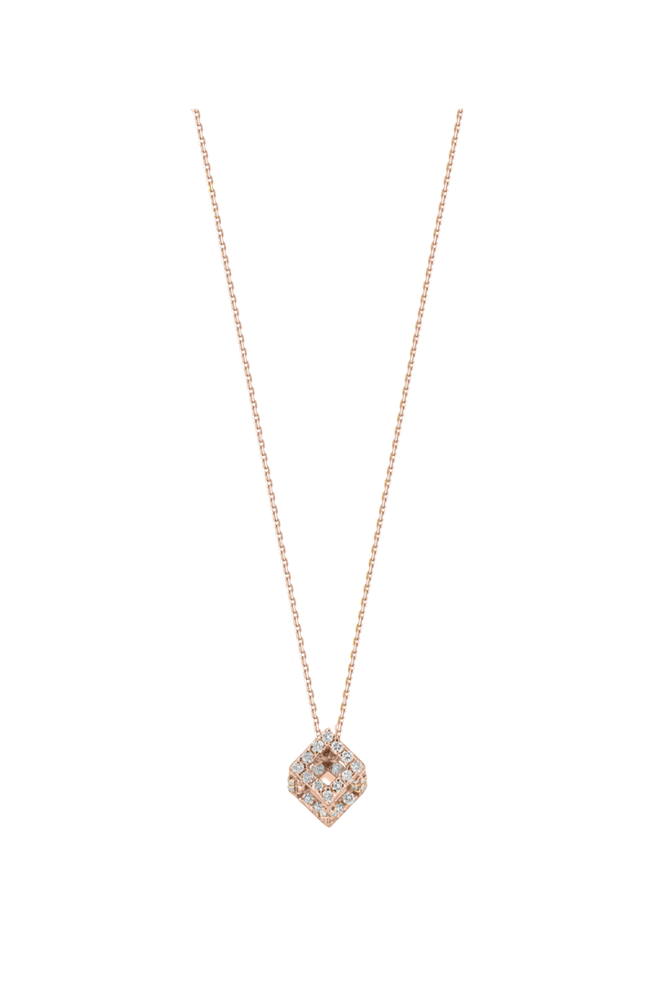 Cube Mirage Baby Icon Pendant Necklace Pavée 18K Rose Gold