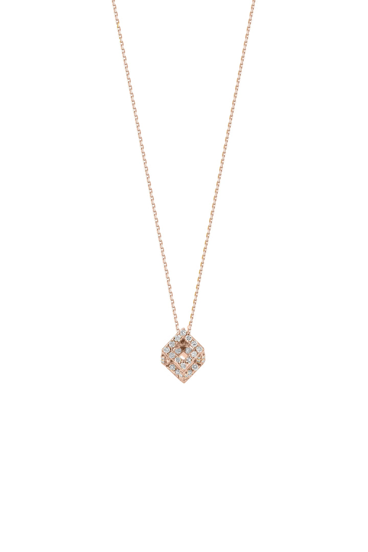 Cube Mirage Baby Icon Pendant Necklace Pavée 18K Rose Gold