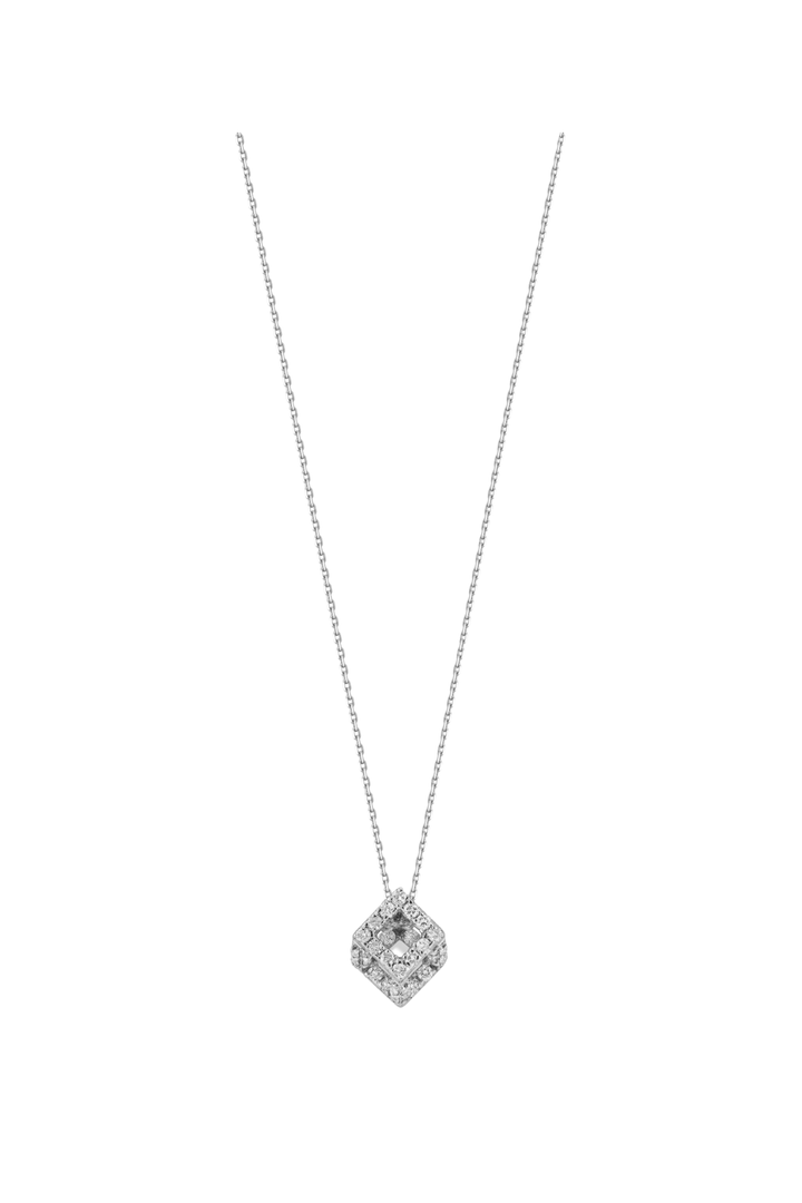 Cube Mirage Baby Icon Pendant Necklace Pavée 18K White Gold