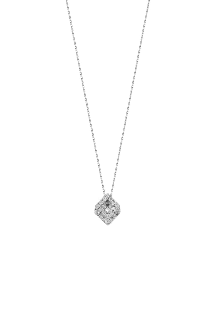 Cube Mirage Baby Icon Pendant Necklace Pavée 18K White Gold