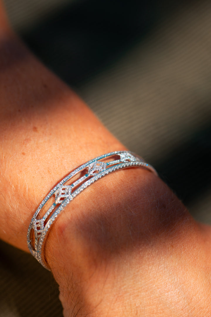 Cube Mirage Eternal Bangle Bracelet Pavée 18K White Gold