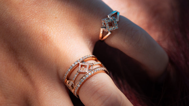 Cube Mirage Eternal Ring Pavée 18K Rose Gold
