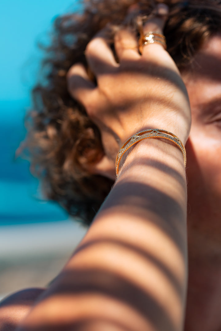 Cube Mirage Eternal Bangle Bracelet Pavée 18K Yellow Gold