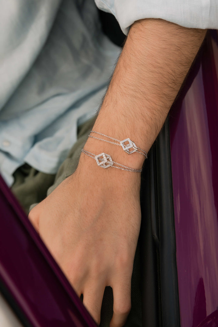 Cube Mirage Icon Chain Bracelet - Accent (18k White Gold)