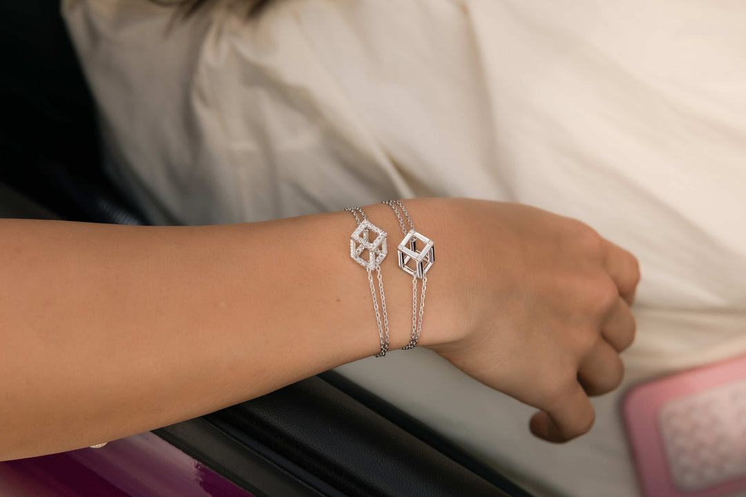Cube Mirage Icon Chain Bracelet - Accent (18k White Gold)