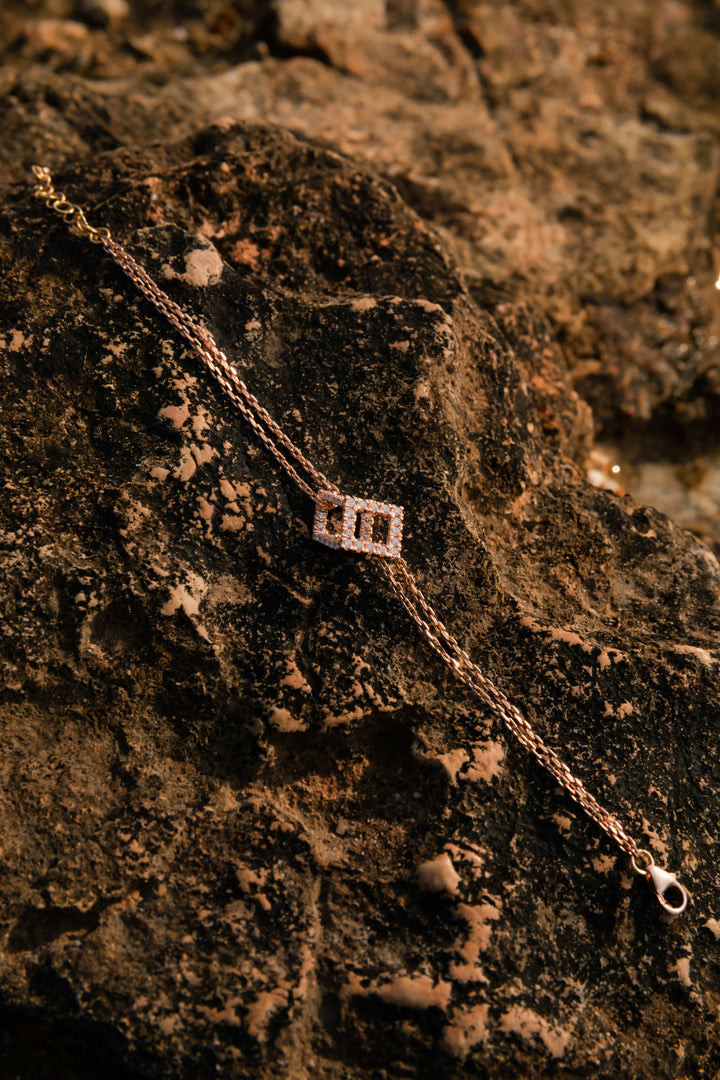 Cube Mirage Icon Chain Bracelet - Pavée (18k Rose Gold)