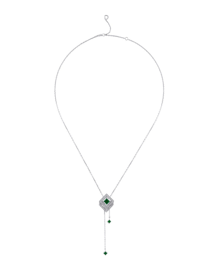 Cube Mirage Slide Necklace Emerald & Diamonds