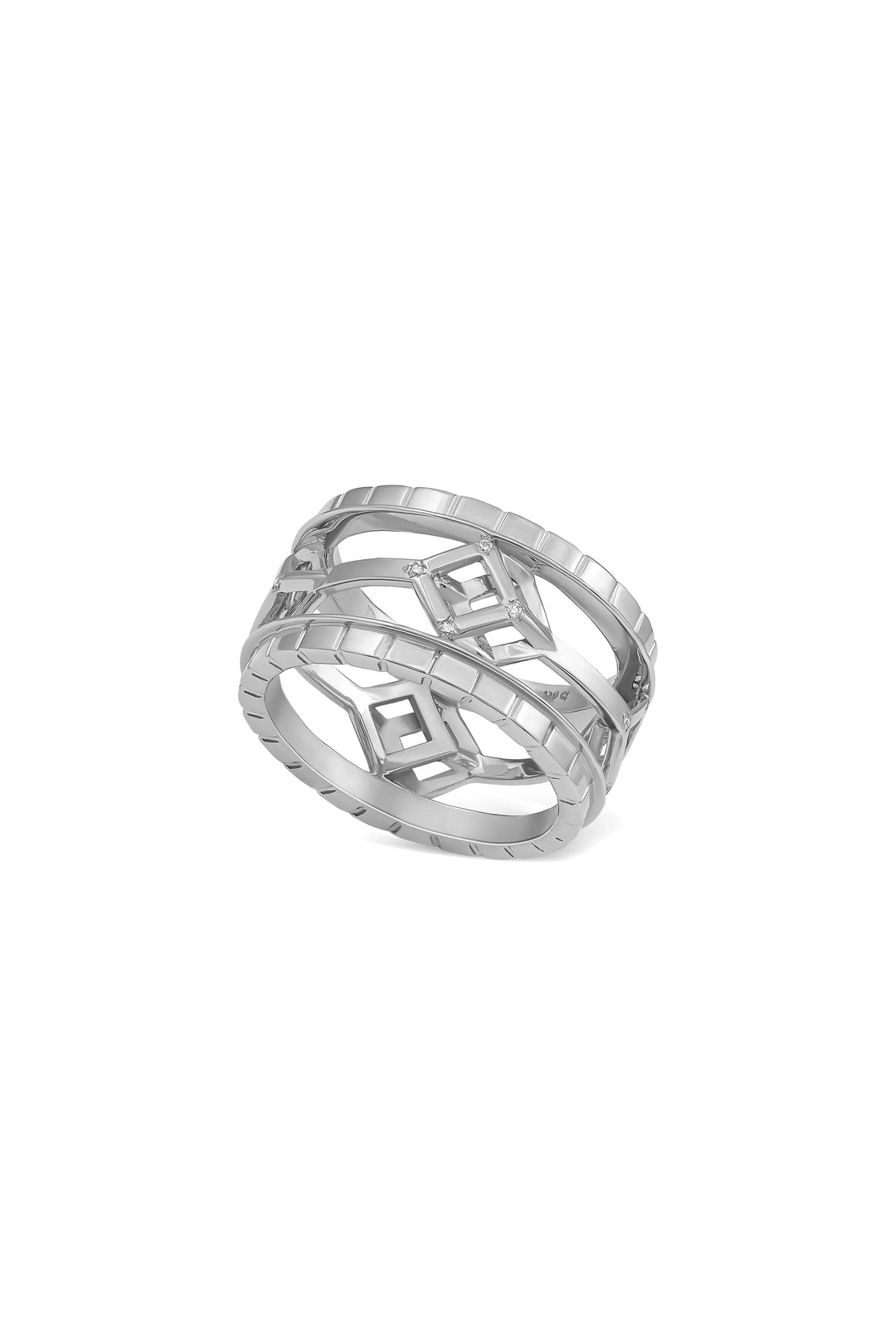 Cube Mirage Eternal Ring Accent 18K White Gold