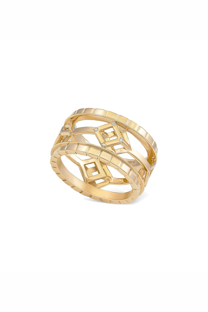 Cube Mirage Eternal Ring Accent 18K Yellow Gold